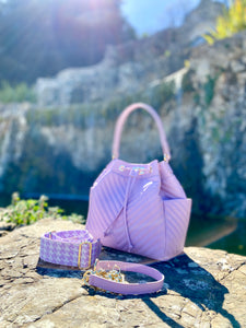 22 SS TOTUM "Lux Lucciola" Quilting Large Bucket Bag (Lavender color)