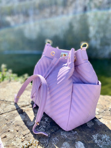 22 SS TOTUM "Lux Lucciola" Quilting Large Bucket Bag (Lavender color)